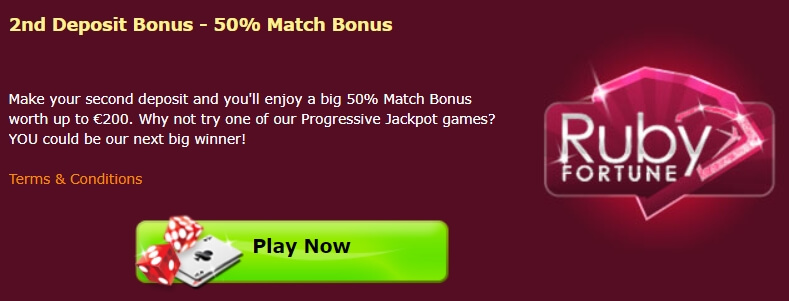 2nd deposit bonus Ruby Fortune Casino